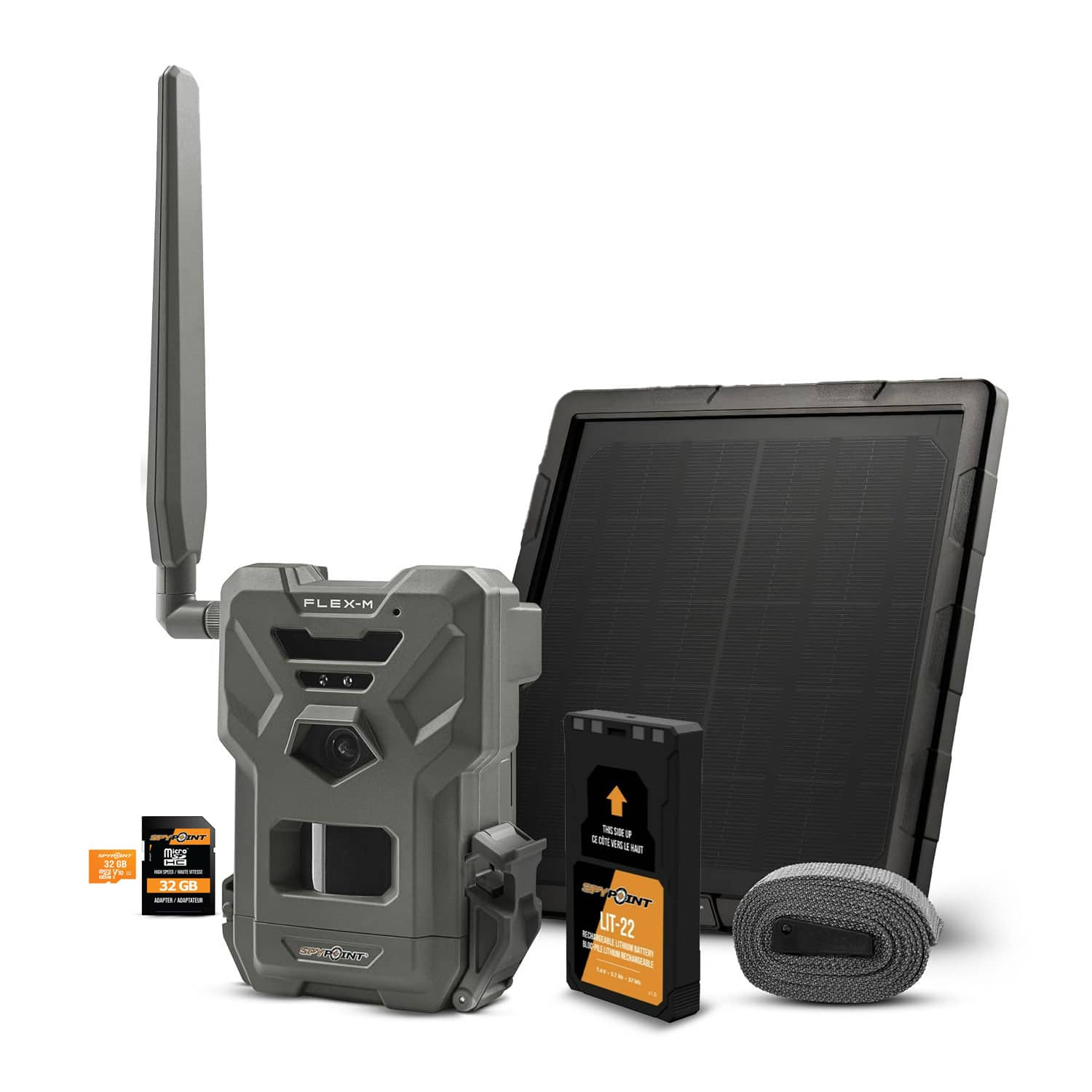 Spypoint - FLEX-M Trail Camera, SPLB-10 Solar Panel Bundle with Accessories