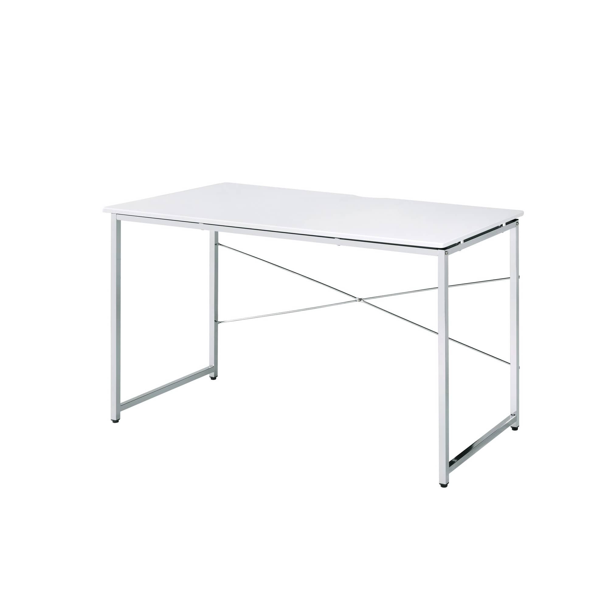 Manhattan Lane - Writing Desk with X Shaped Cross Bar and Chrome Finish - White