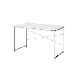 Manhattan Lane - Writing Desk with X Shaped Cross Bar and Chrome Finish - White