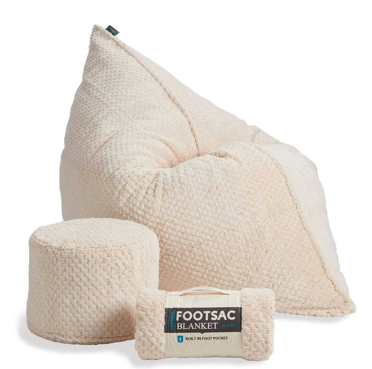 Lovesac - Pillowsac Bundle - Macadamia Scalloped Phur - Front_Zoom