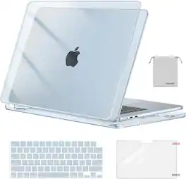 mosiso - Hard Shell Case Kit for MacBook Air 15 inch A3448 A3241 A3114 A2941 M5 M4 M3 M2 - Crystal Sky Blue