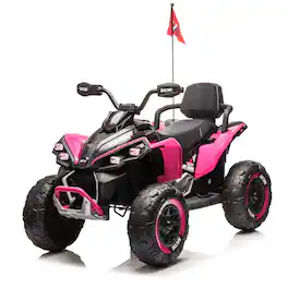 Boyel Living - 3+ Black and Pink 24V Kids Ride On UTV with Parents Remote Control Twin 80W Motors - Black Pink