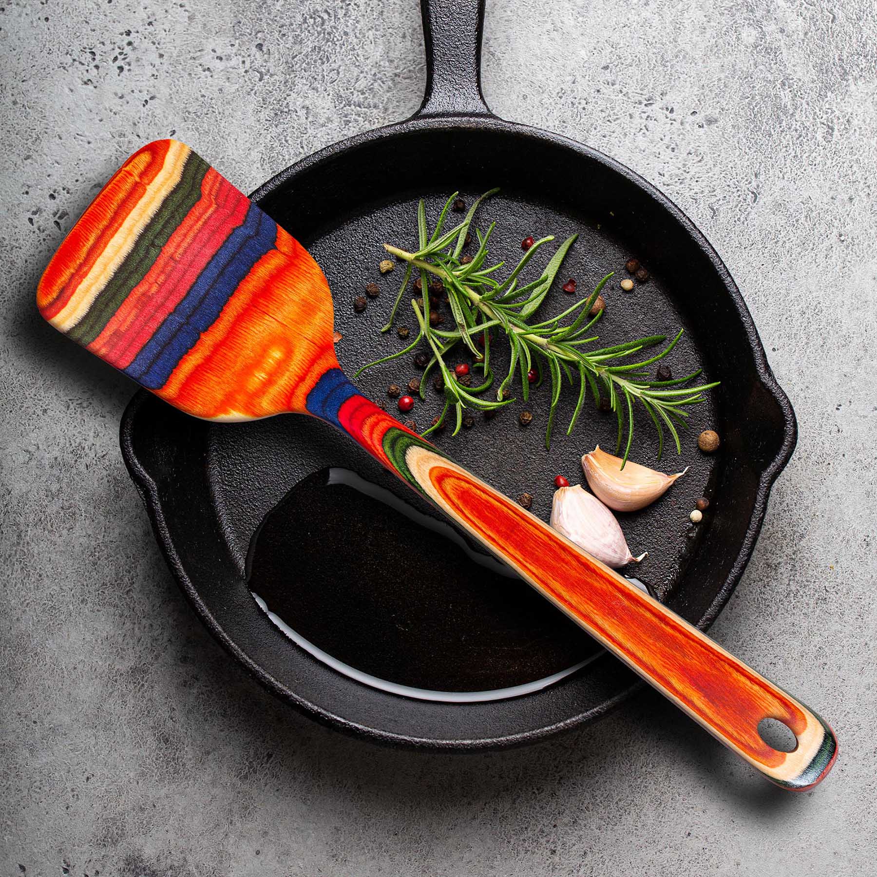 Back. Baltique - Marrakesh Collection 4 Piece Cooking Utensil Set, Safe for Nonstick - Red, Blue, Green, Orange.