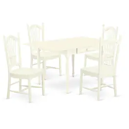 East West Furniture - Dining Room Set Linen White - Brown
