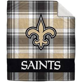 Pegasus - New Orleans Saints 50" x 60" Plaid Flannel Sherpa Plush Blanket - Multicolor