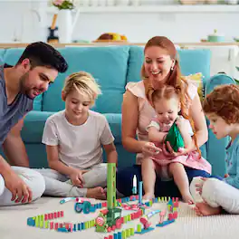 Ready! Set! Play! Link Domino Train Park Set - Lights, Sound & Auto Place Setter - 120 Pcs - Green