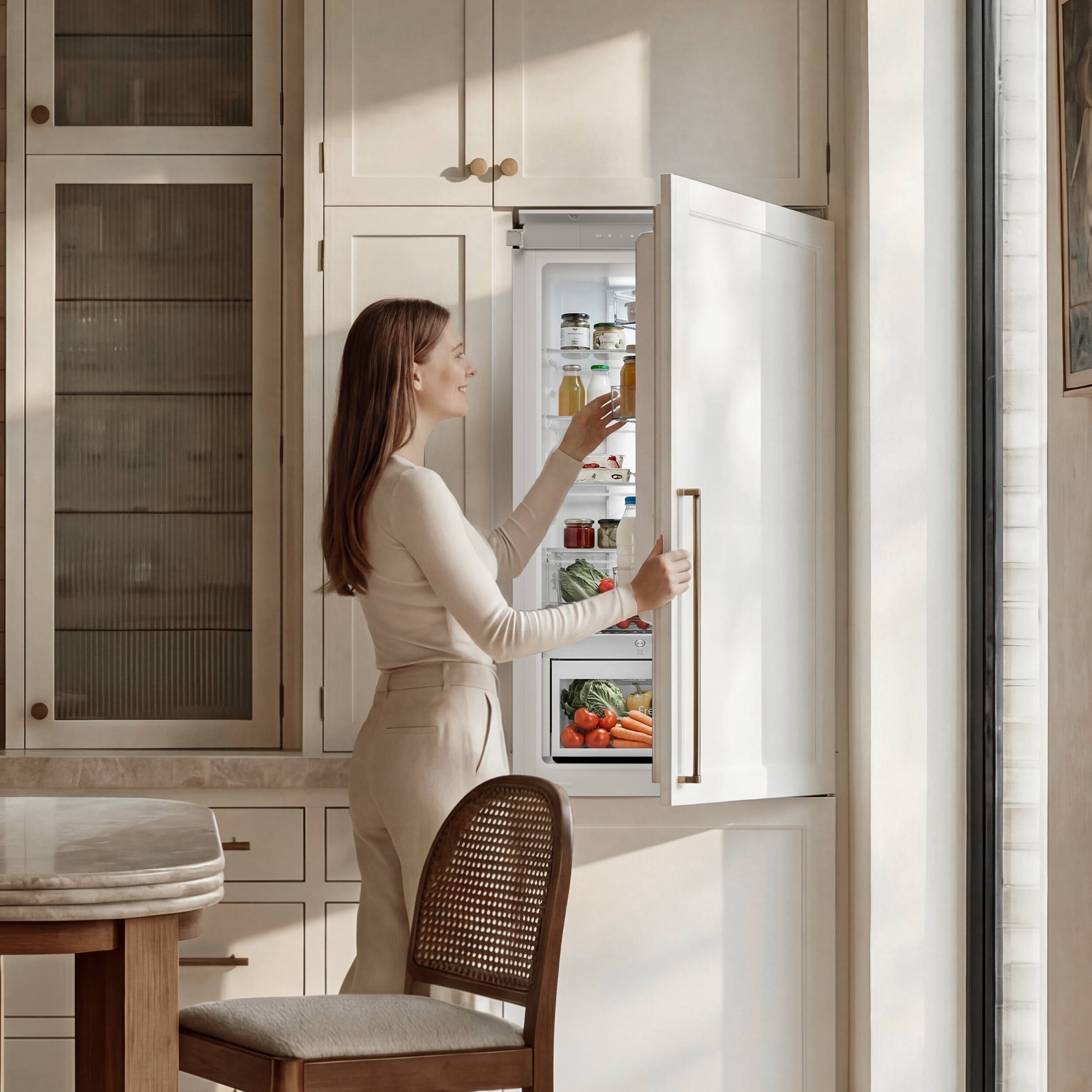 Alt View 7. Ca'Lefort - 22" Panel Ready Refrigerator with Bottom Freezer, 3-zone Temperature Control, 9.72 cu.ft (Panel Not Included) - white.