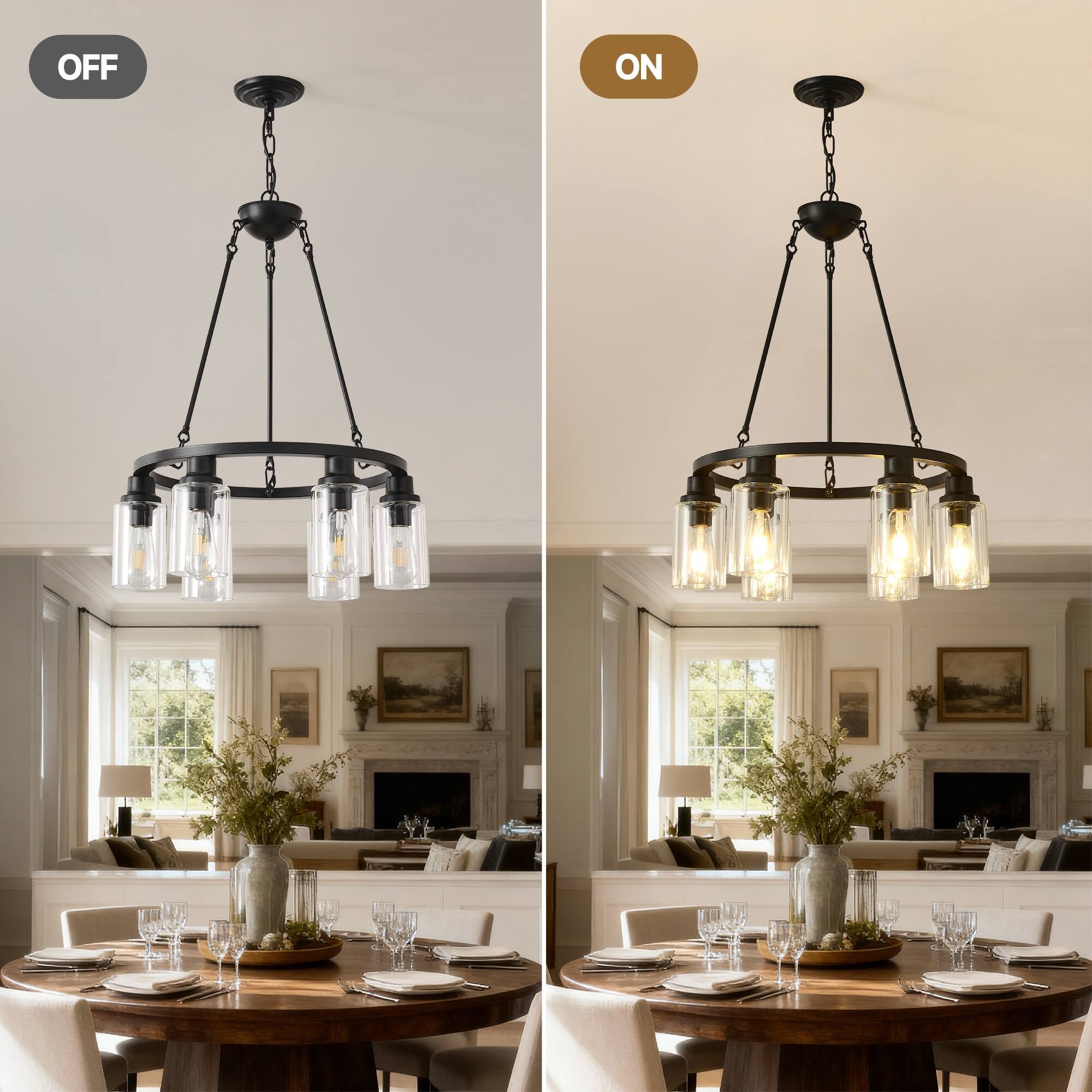 Alt View 5. Boyel Living - 6 Light Black Wagon Wheel Chandelier With Light No Bulbs for Bedroom Bathroom E26.