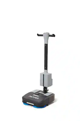 Dapper Supply - Battery Powered Walk Behind Mini Floor Scrubber Compact Portable 16 Inch 1.5 Hour Runtime 3 Speed Brush Offices Retail - Gray