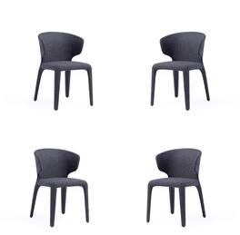 Manhattan Comfort - Conrad Mid-Century Modern Upholstered Dining Chair - Set of 4 - Black