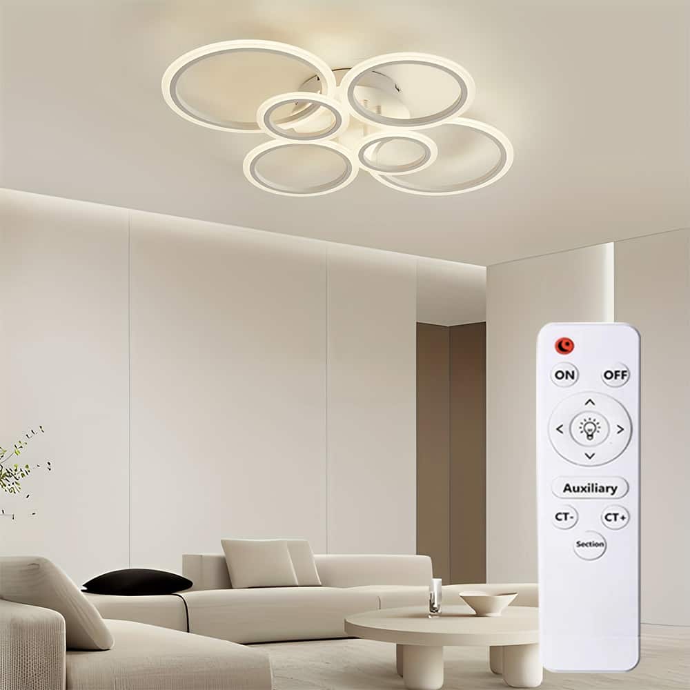 Morfone - Modern LED Recessed Ceiling Light Dimmable with Remote Control 6 Ring Design - White price history on PriceWatchPro
