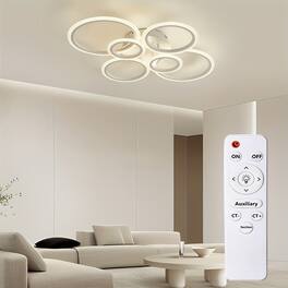 Morfone - Modern LED Recessed Ceiling Light Dimmable with Remote Control 6 Ring Design - White