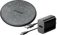 Anker - 318 7.5W Wireless Charging Pad with Adapter for Qi Devices - Black+Gray - Front_Zoom