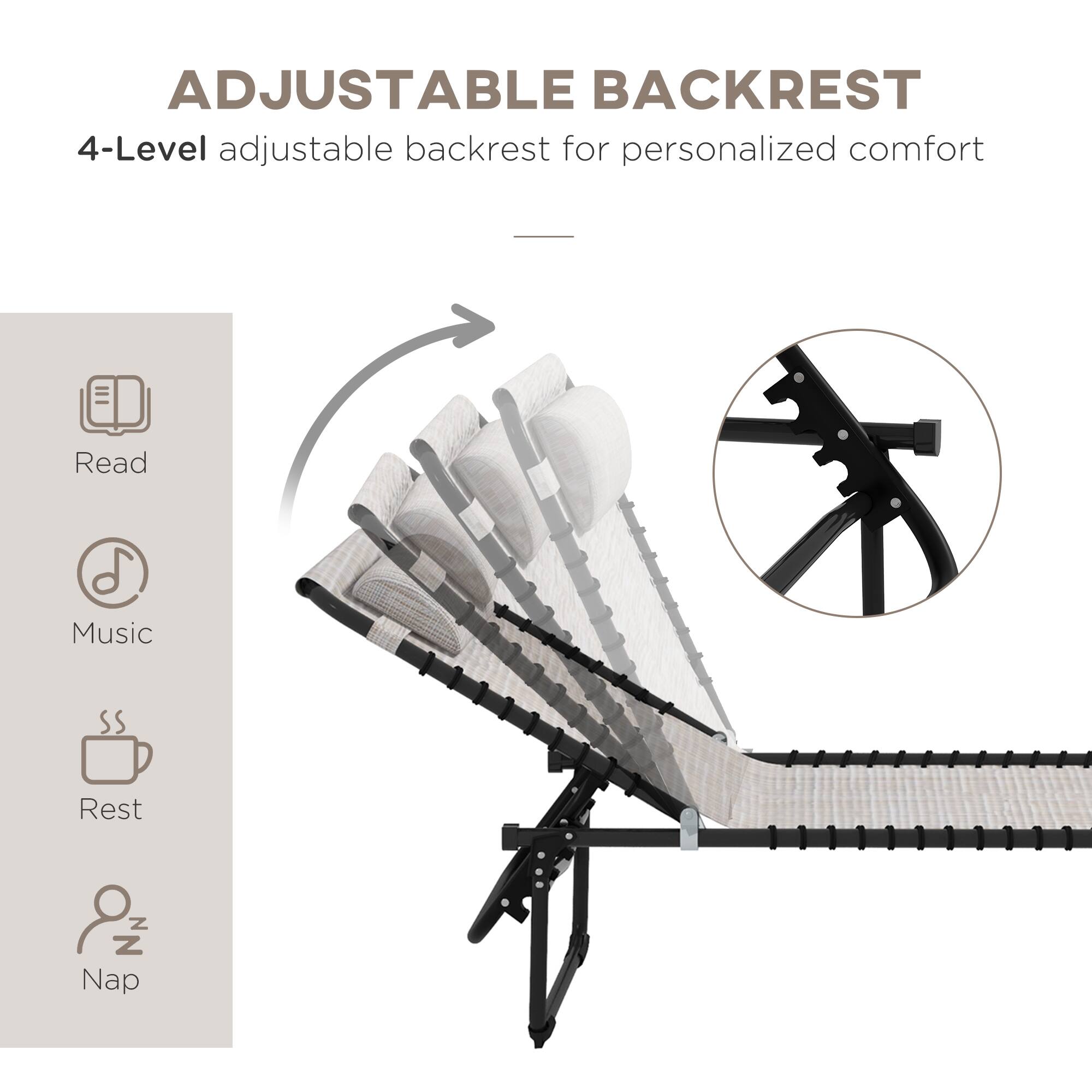 ADJUSTABLE BACKREST
4-Level adjustable backrest for personalized comfort
Read
Music
Rest
Nap