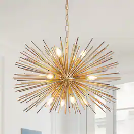APRILSOUL - 29 Inch Mid-Century Modern 12-Light Starburst Chandelier Gold Sputnik Pendant Light Fixture Bulb Not Included