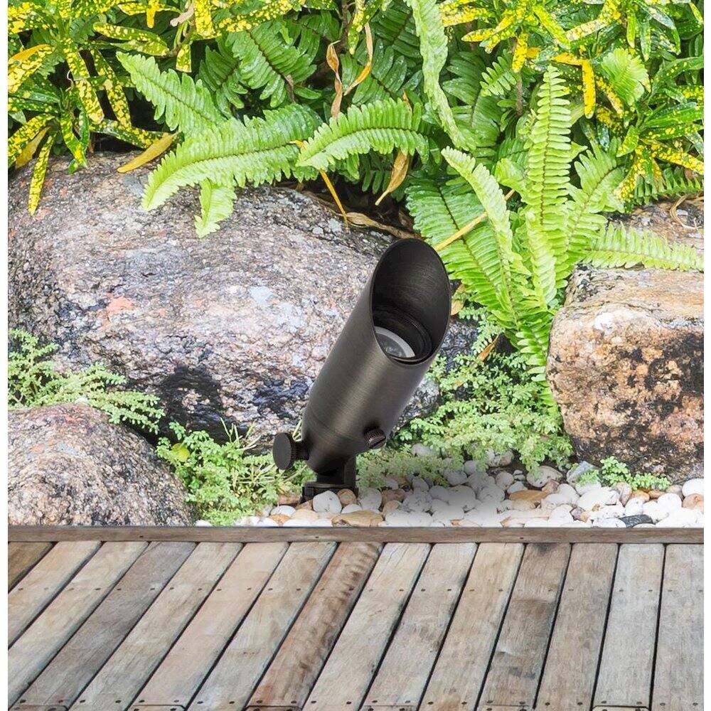 Alt View 4. Elitco Lighting - Outdoor 12V Cast Brass Spot Light, 1.75 inch Wide x 4.5 inch High - Dark Bronze.