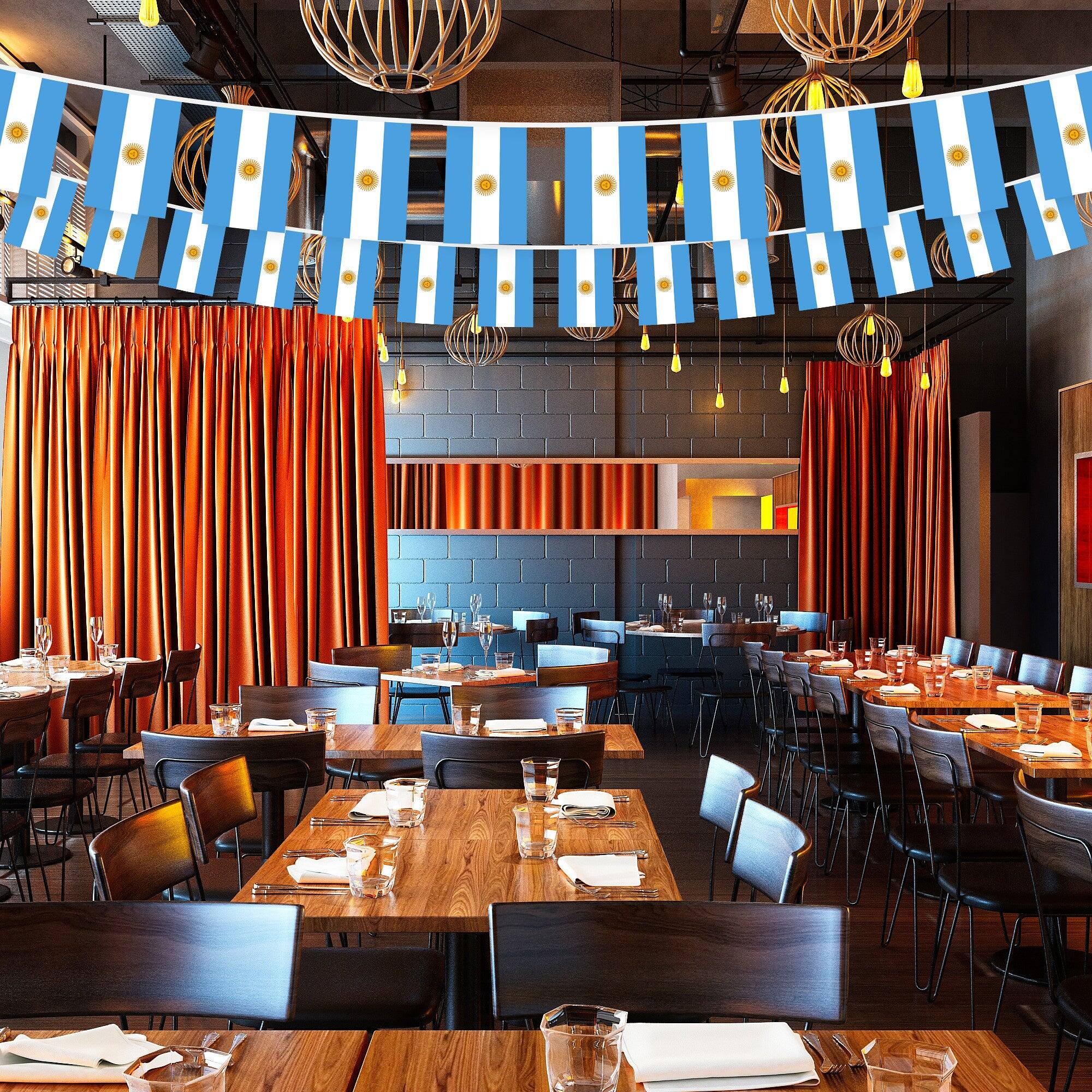 Alt View 1. G128 - Argentina Bunting Banner 33 ft String with 38 Mini Flags Polyester - Assorted Colors.