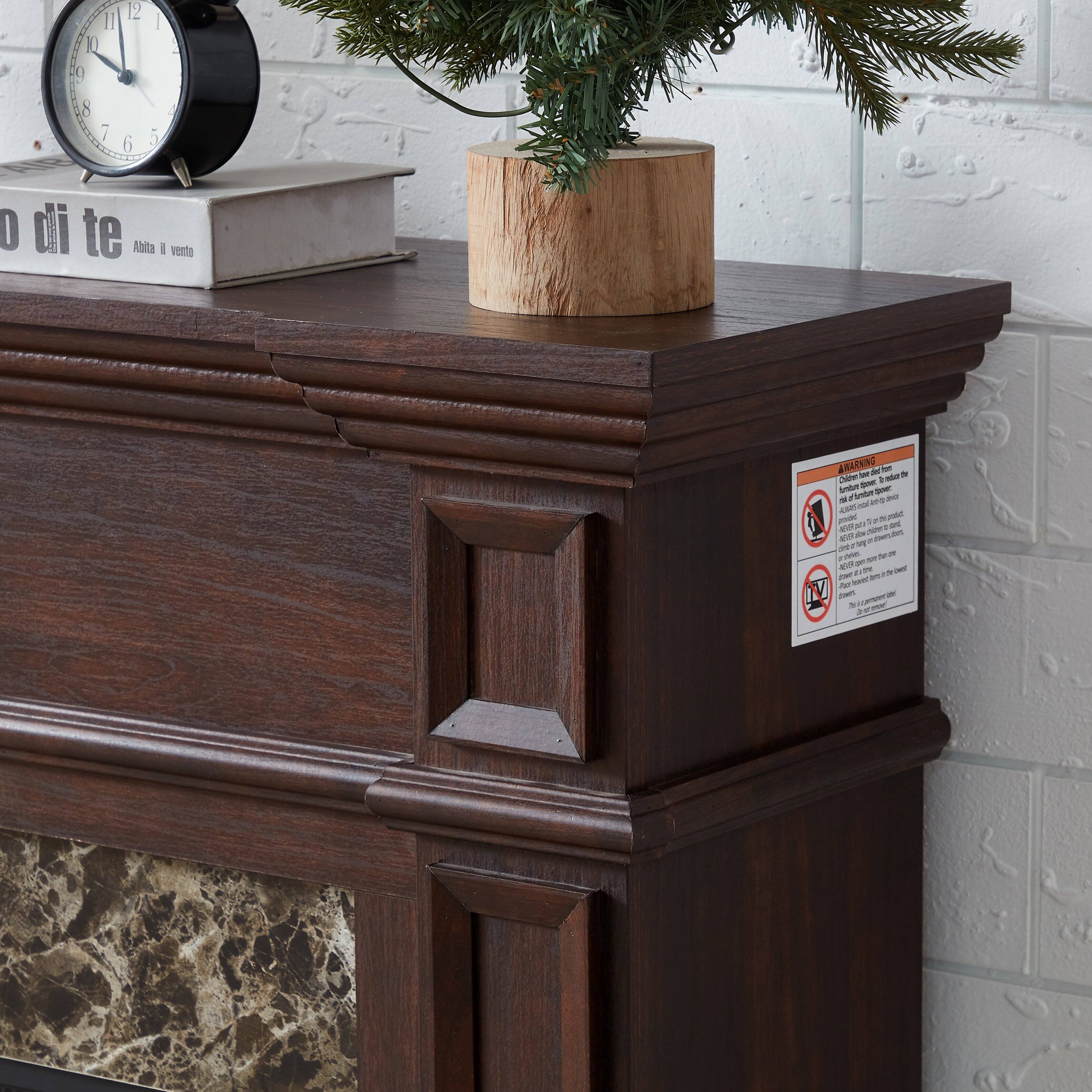 Alt View 4. Tiramisubest - Freestanding Electric Fireplace Heater with Mantel,Realistic Stacked Stone in Cherry,Remote Control,Timer & LED Flame - Cherry.