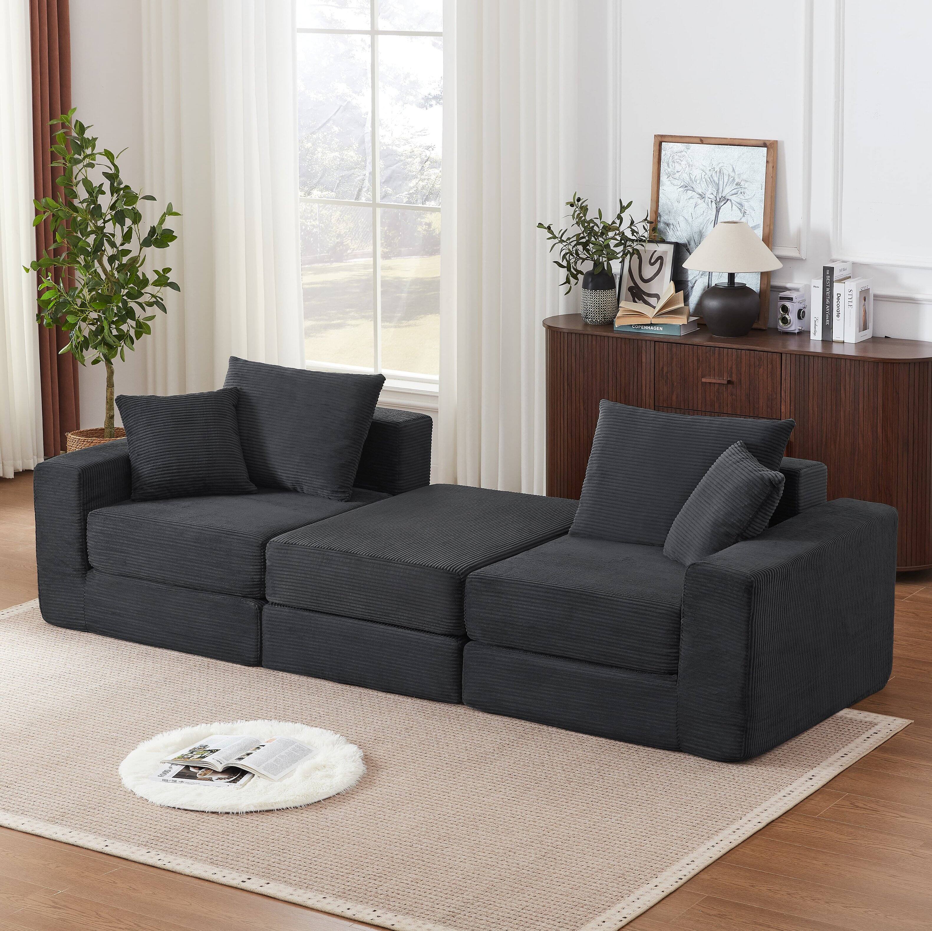 Left. Anysun - Anysun Modular Boneless Sectional Loveaeat Cloud Sofa with Non Slip Base, No Assembly - Dark Gray.