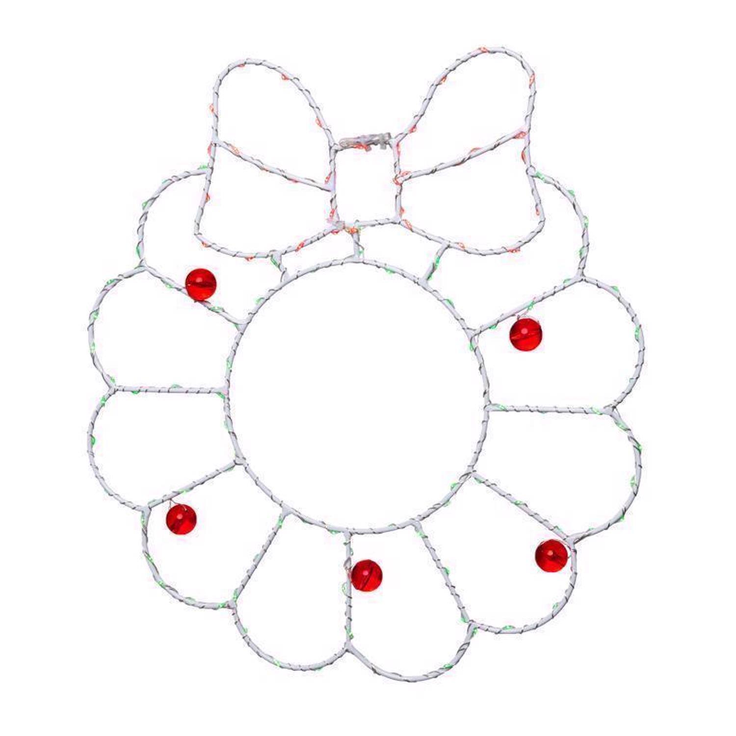 Front. Celebrations - Celebrations LED Multi Wreath Silhouette 15 in. Hanging Decor - Multicolored.