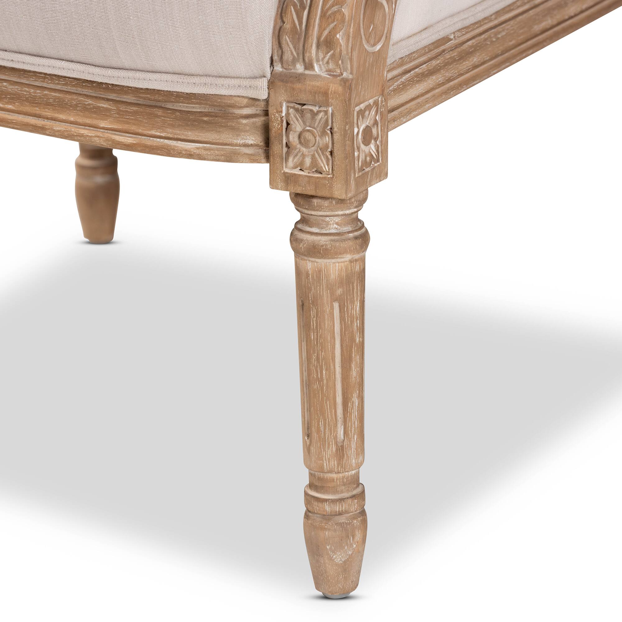 Alt View 2. Baxton Studio - Chavanon Wood & Linen Traditional French Accent Chair - Light Beige/Natural.