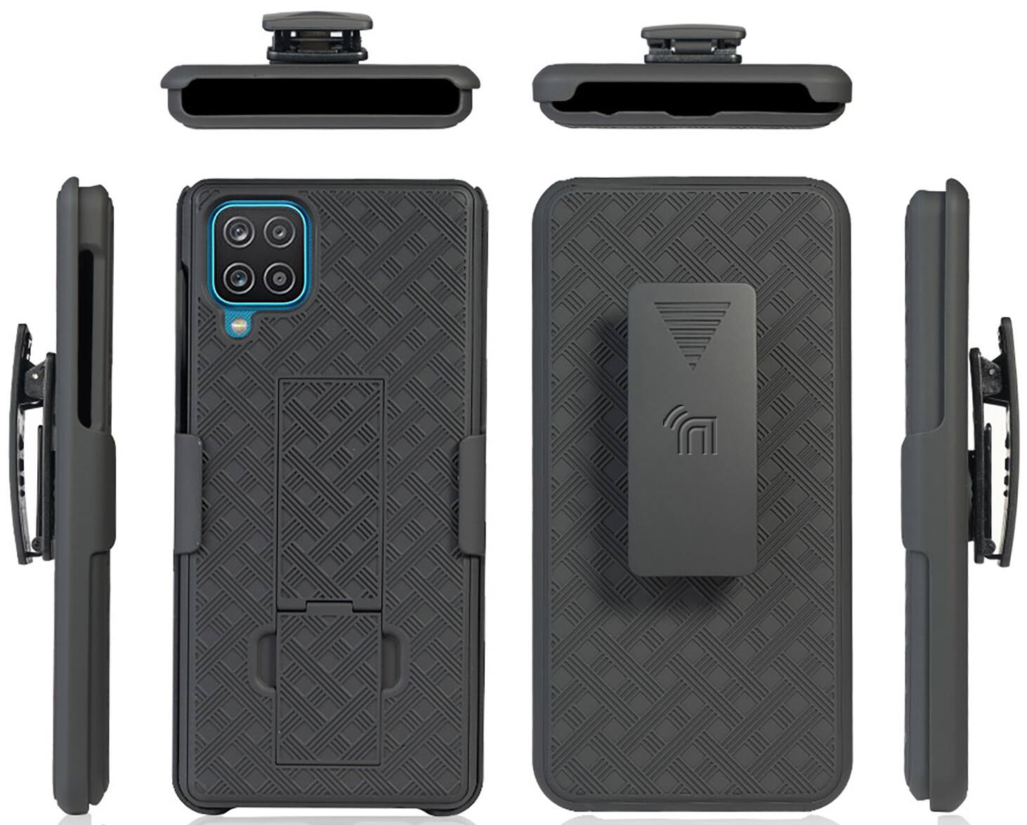 Alt View 7. Nakedcellphone - Case with Stand and Belt Clip Holster for Samsung Galaxy A12 5G - Black.