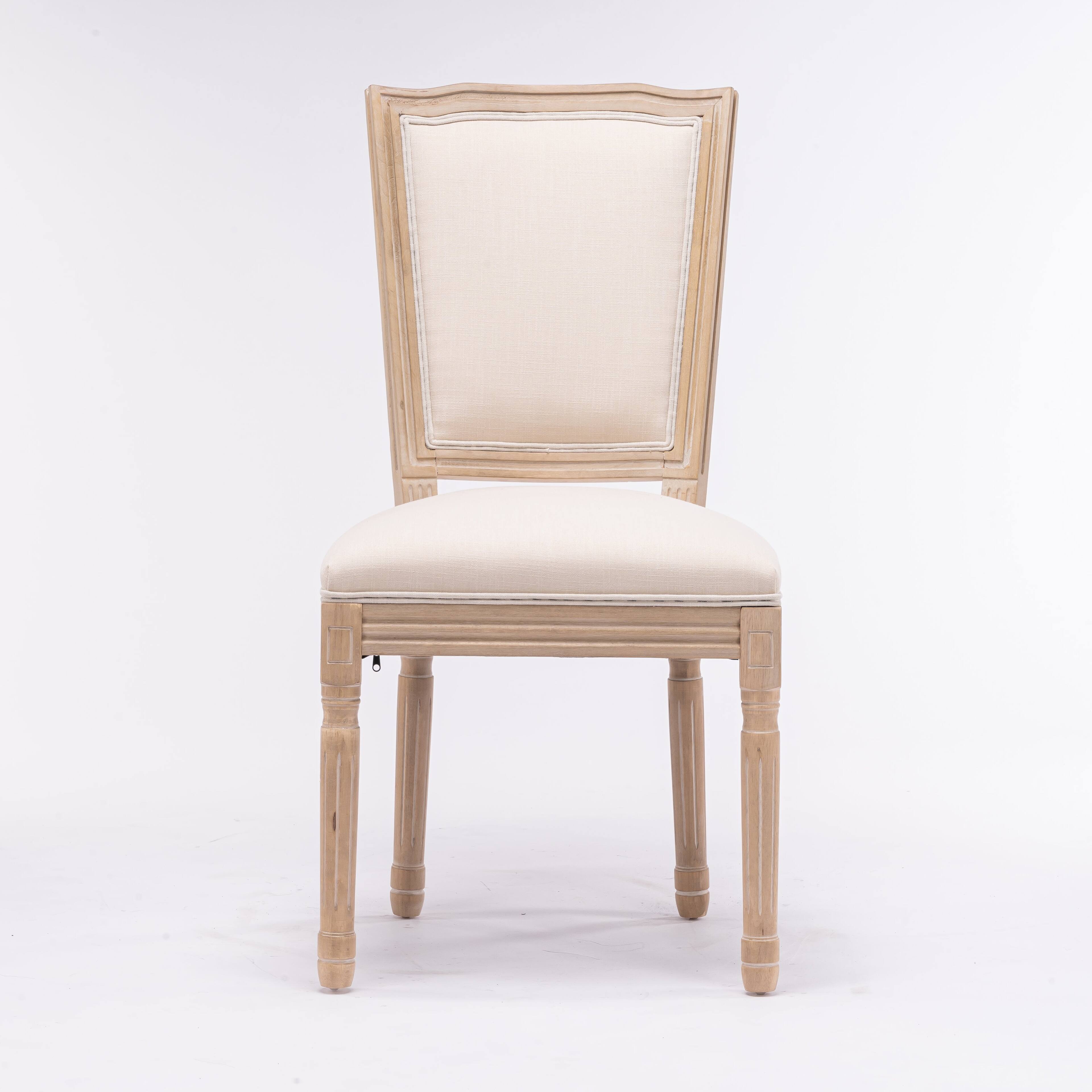 Alt View 3. Boyel Living - Cream French Style Solid Wood Frame Linen Fabric Square Back Dining Chair Set of 2 - Cream.