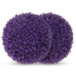 Costway - 2 PCS Artificial Plant Topiary Balls with7 Layers Leaves UV Protected for Garden - Purple