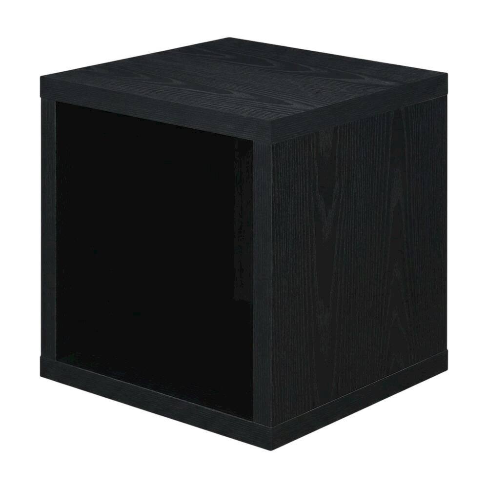 Front. FurniFact - Black end table with shelf for versatile living space use - Black.