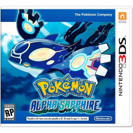 The Pokémon Company
NINTENDO NETWORK
NINTENDO 3DS™
Pokémon™ ALPHA SAPPHIRE
Playable in 2D. Some areas also playable in 3D. 3D mode for ages 7+. See back.
RATING PENDING
RP
ESRB
Nintendo™ - E (Everyone)