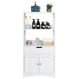Ecooso - Bathroom Storage Cabinet with Drawer and Shelf Floor Organizer - White