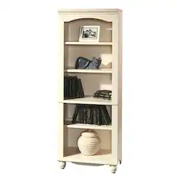 Hivvago - Elegant Display Shelf Bookcase with 5 Shelves in Antique White Wood Finish - Natural