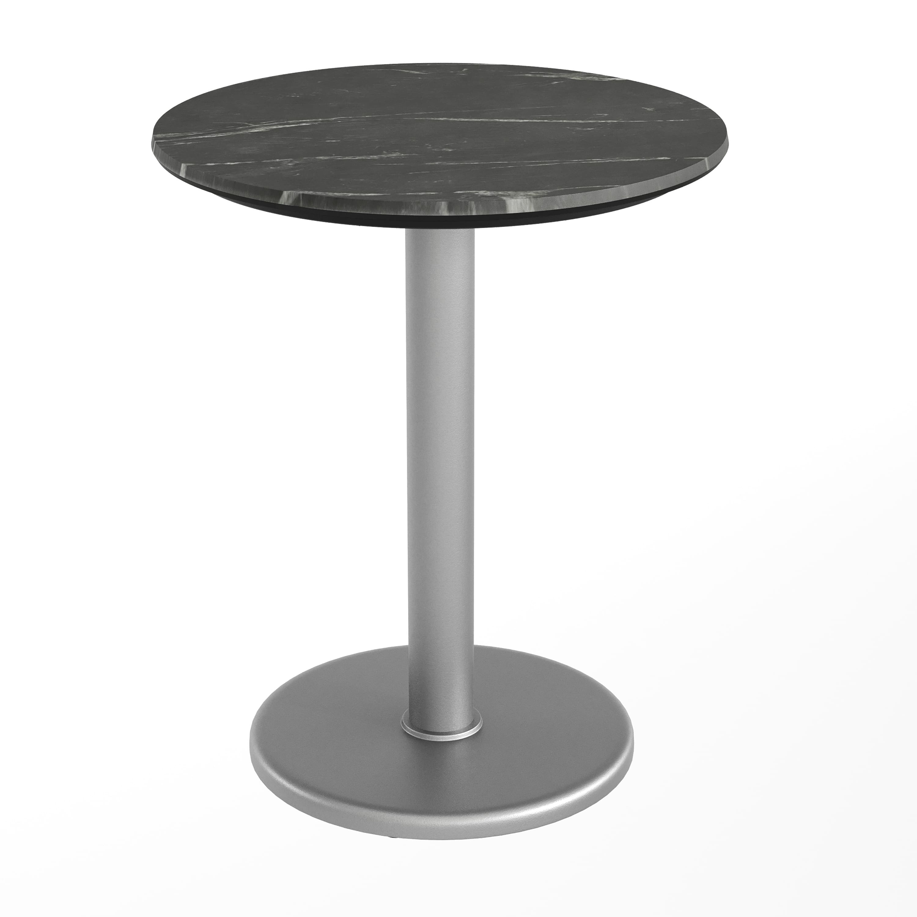 Emma + Oliver - PureShield Indoor Outdoor Tabletop with Seam-Free Surface Innovation and Cast Iron Bistro Table Base - Black Faux Marble/Silver Base price history on PriceWatchPro
