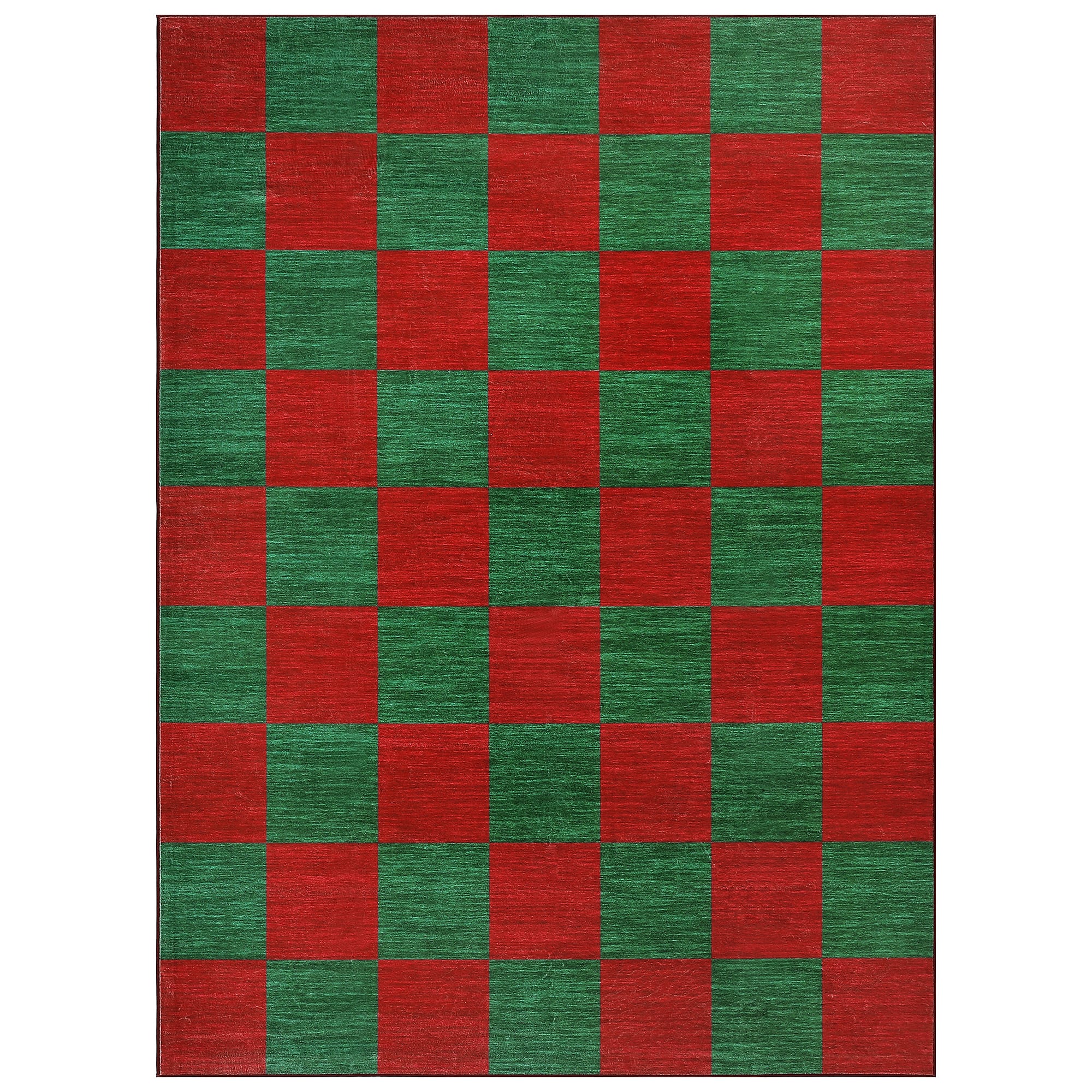 Acekool - 8 x 10 ftChristmas Rug Runner, Stain-Resistant Xmas Floral Bedside Bathroom Rug for Laundry,Bedroom - Red