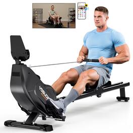 FED Fitness - Magnetic Rowing Machine 350 LB Weight Capacity , Foldable Rower for Home Use with 16-Level Adjustable Resistance - Black