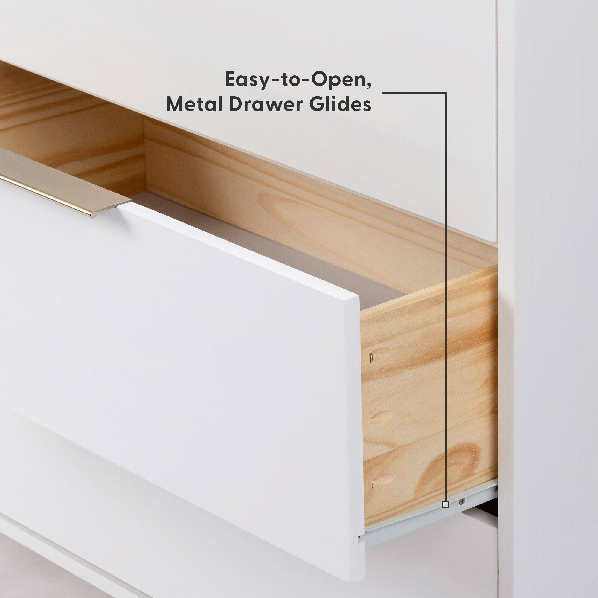 Easy-to-Open, Metal Drawer Glides