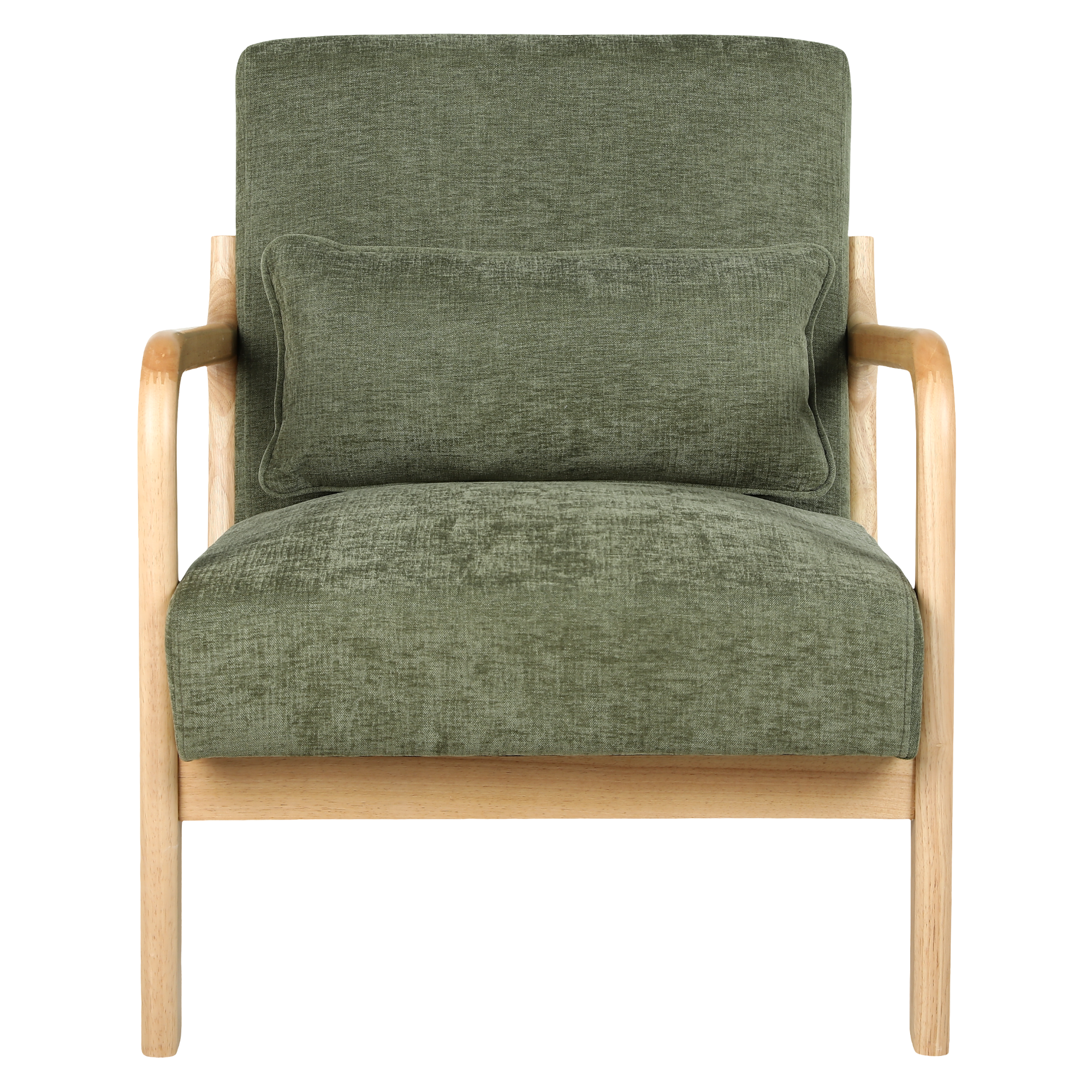 Alt View 4. Forest'nSky - Natural  Wood Mid Century Modern Office Chair with Solid Wood Frame & Lumbar Pillow with Army Green Cushion - Army Green.