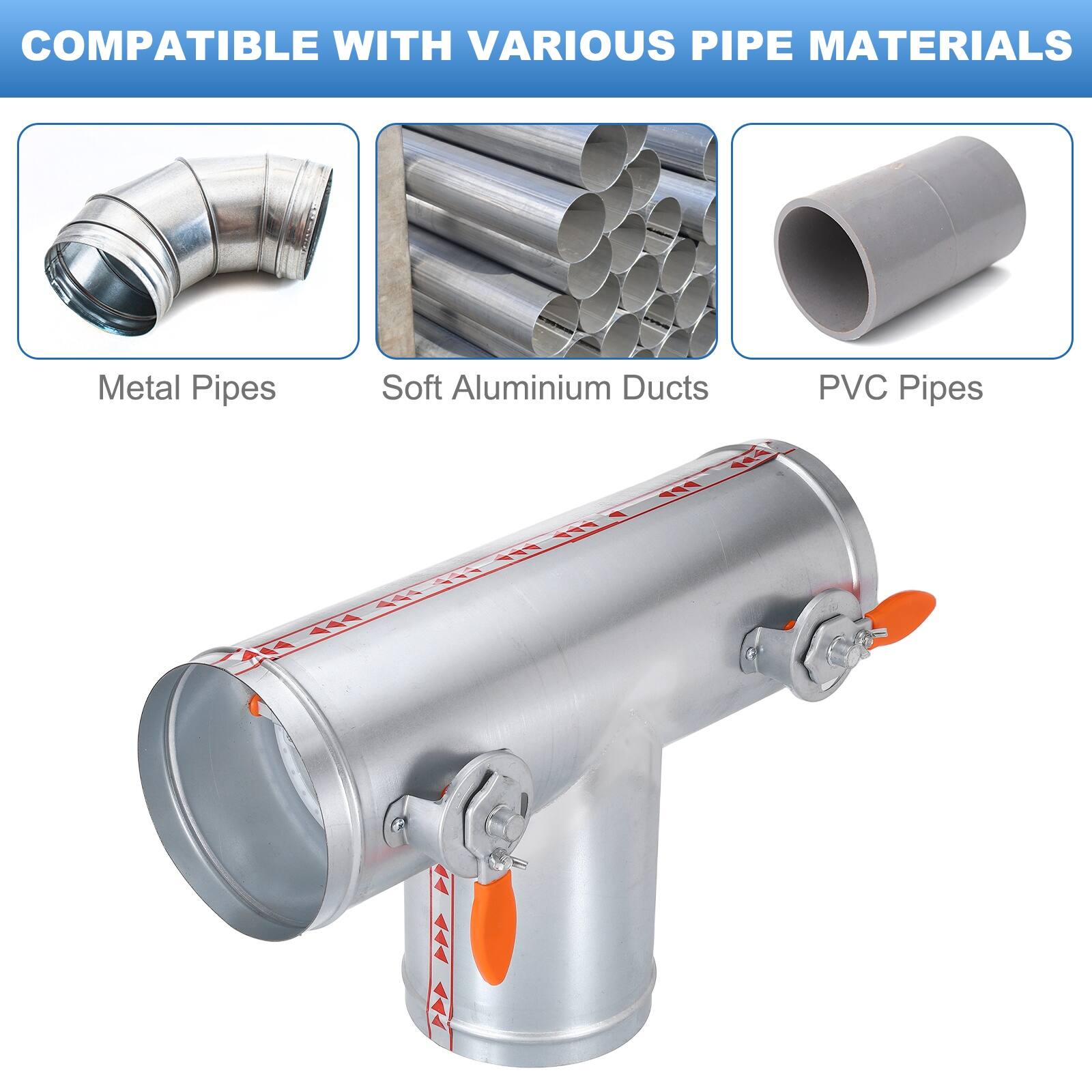 COMPATIBLE WITH VARIOUS PIPE MATERIALS

- Metal Pipes
- Soft Aluminium Ducts
- PVC Pipes