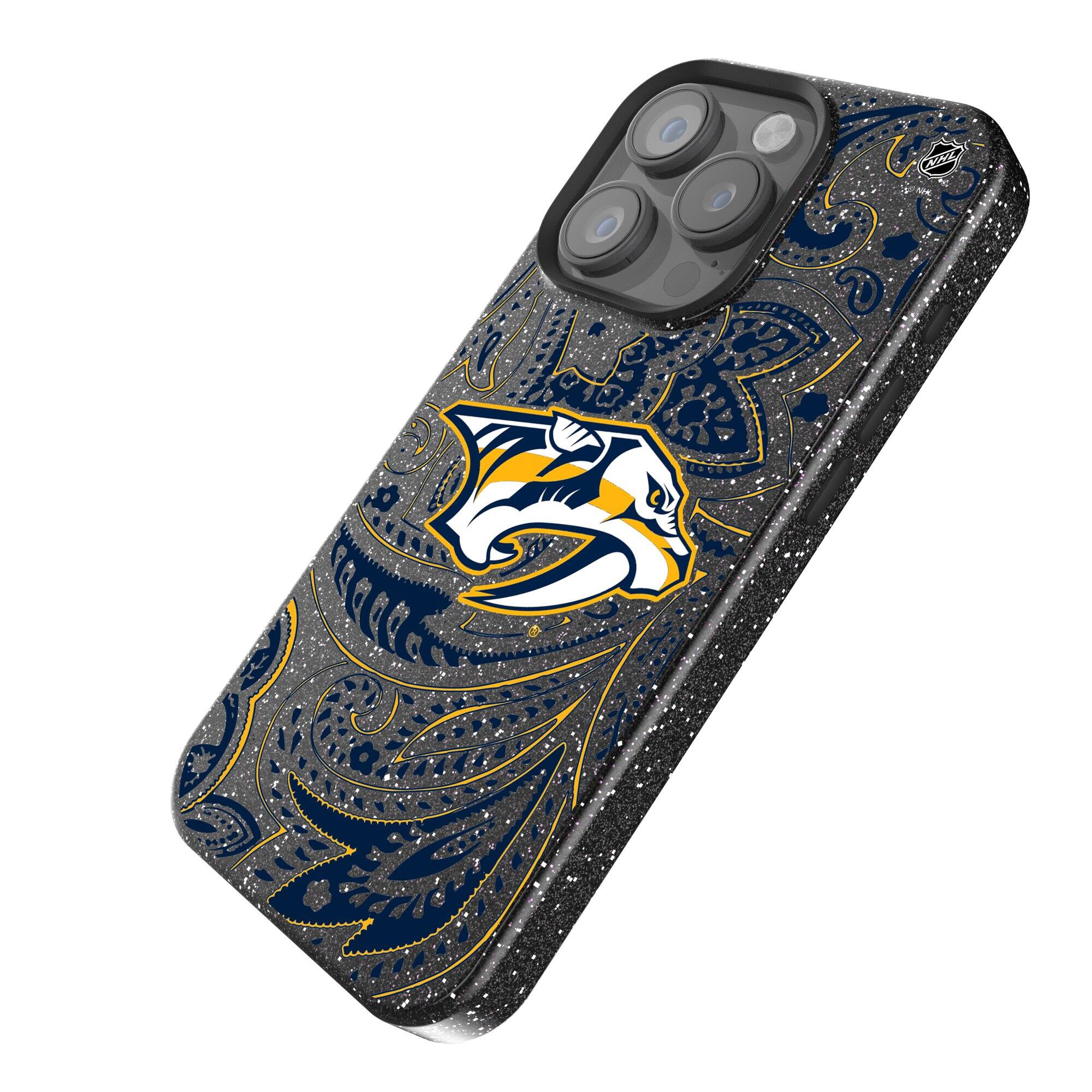 Alt View 1. Keyscaper - Black Nashville Predators Paisley Bling iPhone Case - 15 - Black.