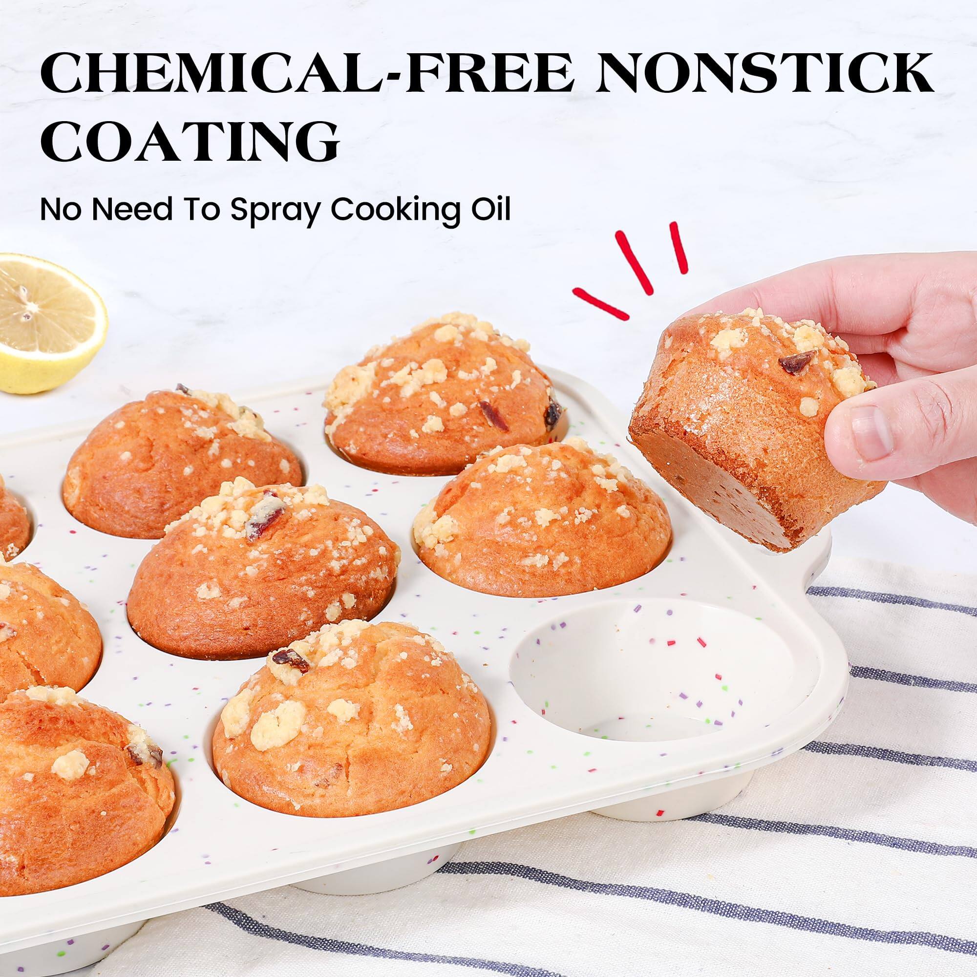 CHEMICAL-FREE NONSTICK COATING  
No Need To Spray Cooking Oil
