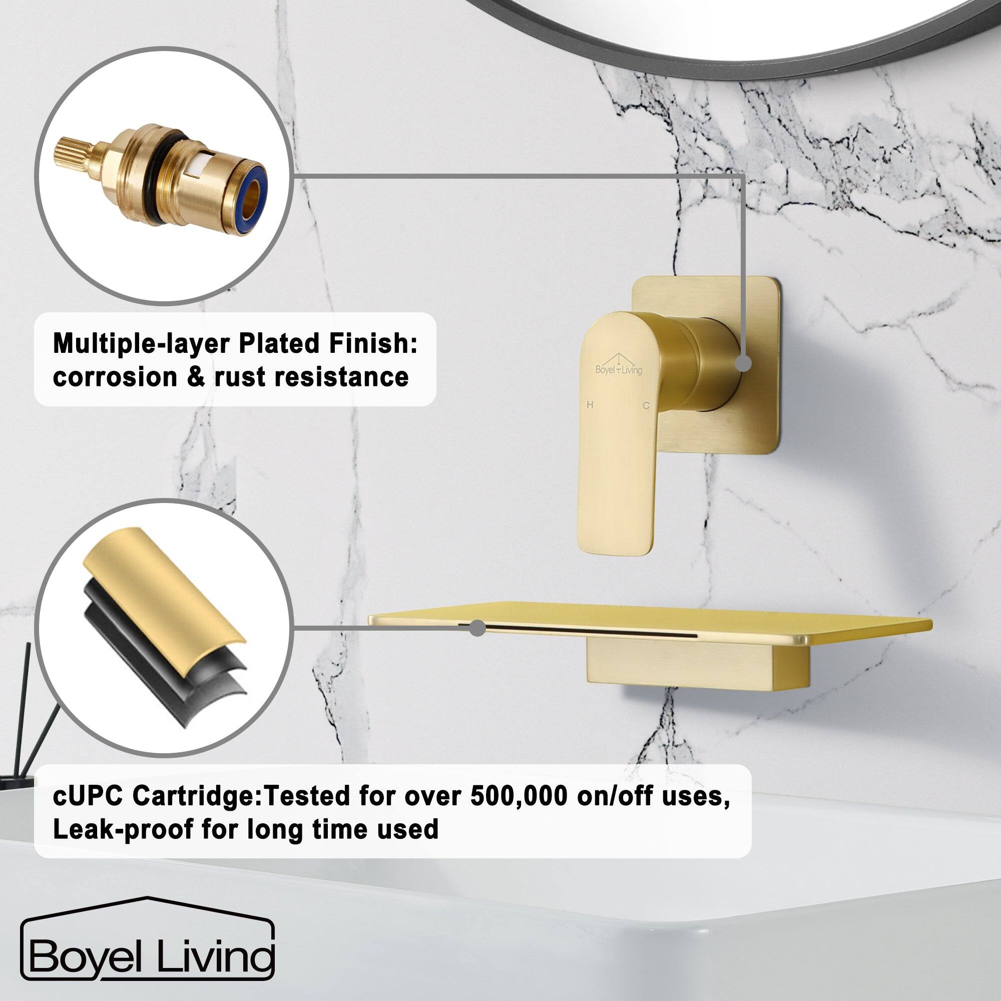 Multiple-layer Plated Finish: corrosion & rust resistance

cUPC Cartridge: Tested for over 500,000 on/off uses, Leak-proof for long time used

Boyel Living