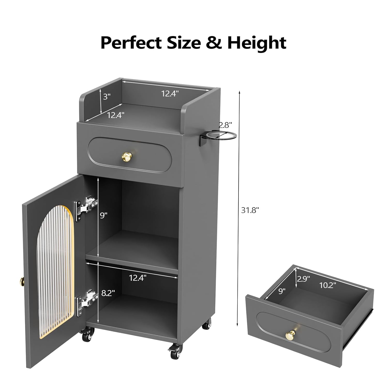 Perfect Size & Height

3"  
12.4"  
12.4"  
2.8"  
9"  
31.8"  
8.2"  
12.4"  
9"  
2.9"  
10.2"  
6
