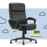 Serta - Comfort Ergo  Ergonomic Executive Upholstered Office Chair - Black - Bonded Leather - Front_Zoom