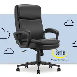 Serta - Comfort Ergo Ergonomic Executive Upholstered Office Chair - Black - Bonded Leather