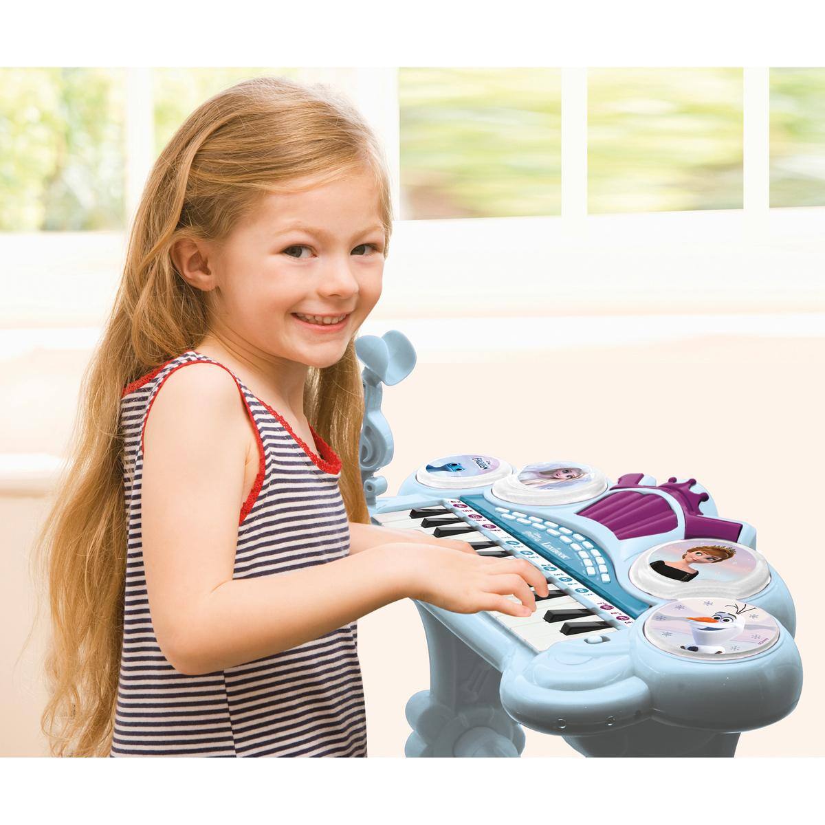 Alt View 5. Lexibook - DISNEY Frozen Electronic piano keyboard with lights, seat and microphone and Line-in cable - 24 keys.