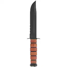 KA-BAR - USMC 7" Serrated Clip Point Fixed Blade Knife w/ Sheath - Brown