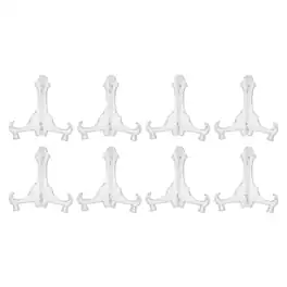 Unique Bargains - 8pcs Acrylic Easels Plate Stands 7.09 Inch Folding Display Holder for Frames Pictures Magazines - Clear