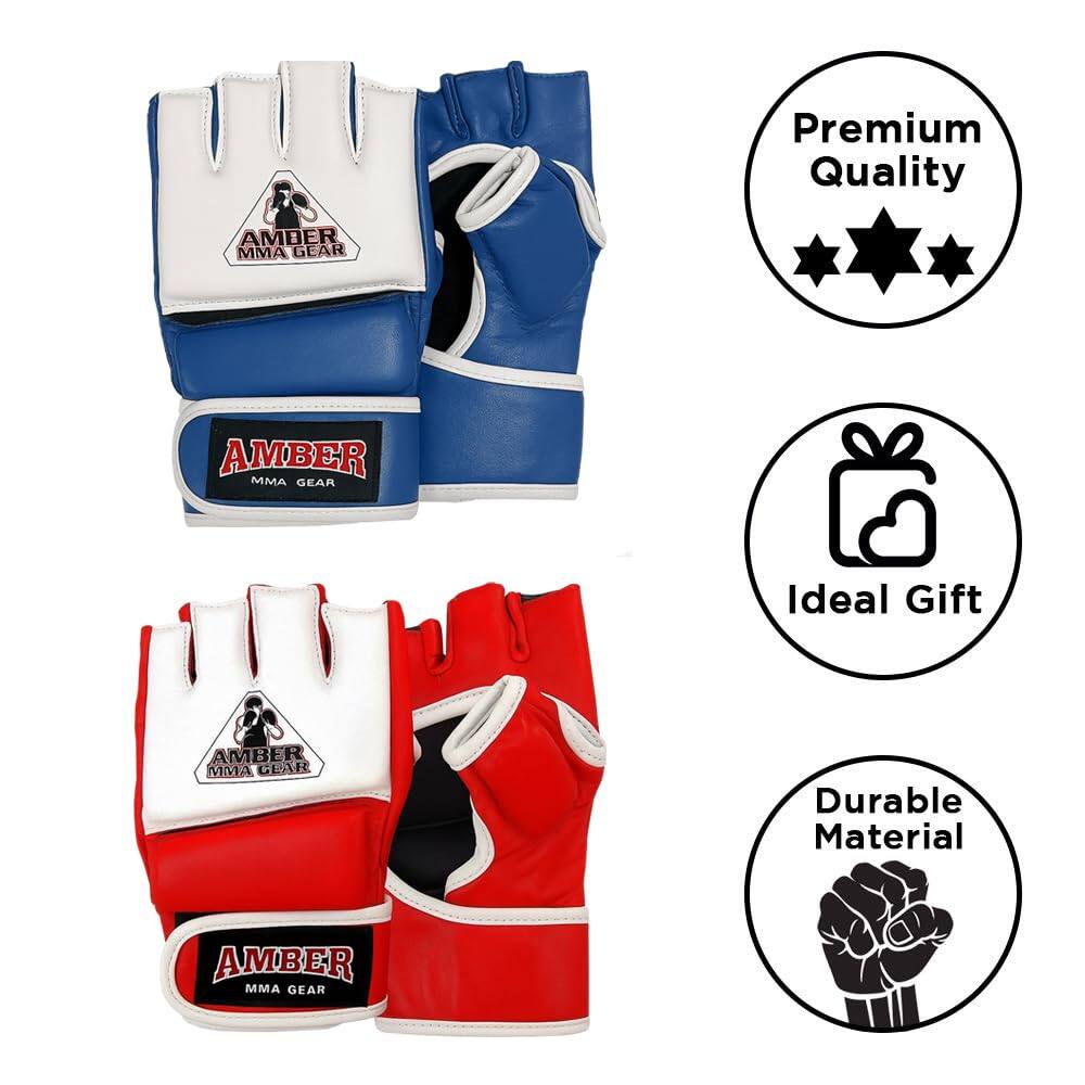 Amber Sporting Goods Premium Leather MMA Amateur Competition Gloves ...
