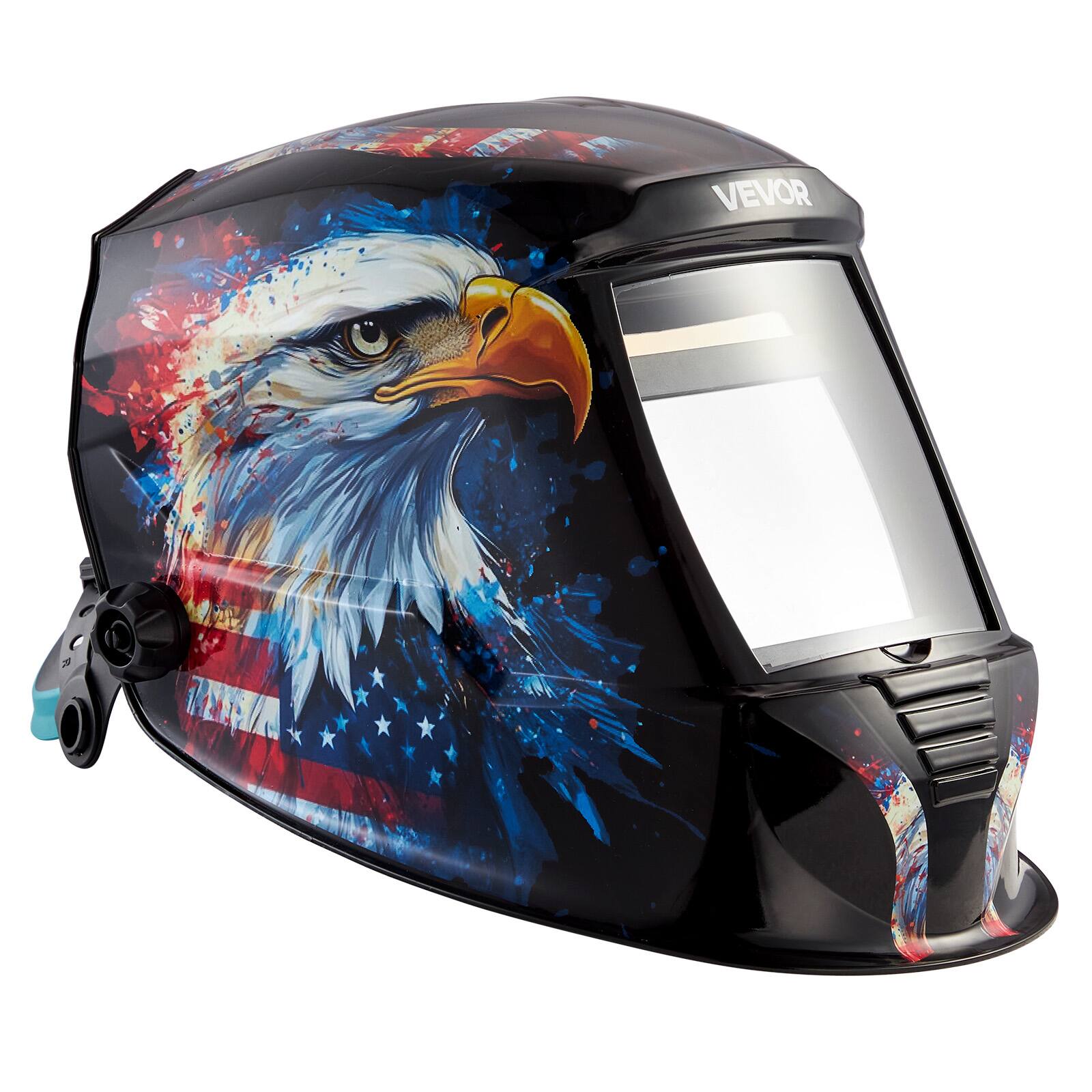 Alt View 5. VEVOR - Welding Helmet Auto Darkening, 3.94" x 3.15" True Color Welding Hood, 1/1/1/1 Solar-Powered Welder Mask 4 Arc Sensors - Black,Blue,White.