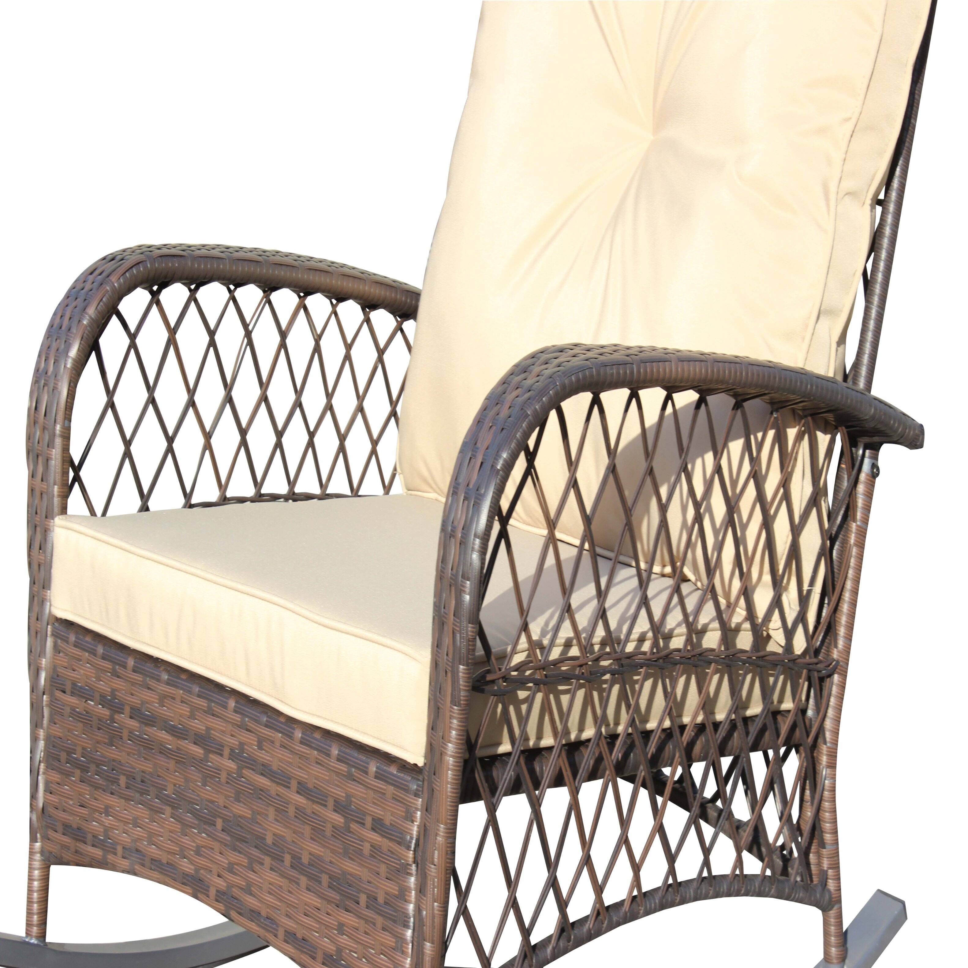 Tiramisubest Outdoor Wicker Rocking Chair with Wide Seat,Steel Frame ...